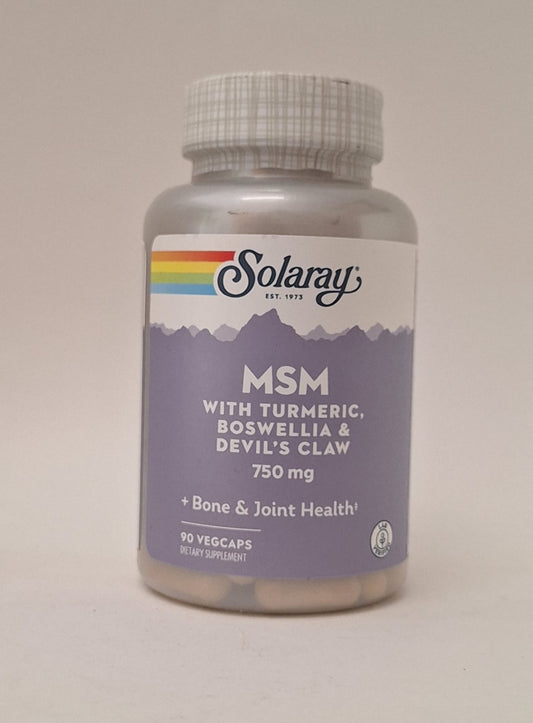 MSM con Cúrcuma, Boswellia y Uña de Gato – Solaray (90 cápsulas vegetales)